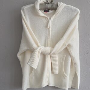 Vince Camuto Cozy White Hooded Sweater XS